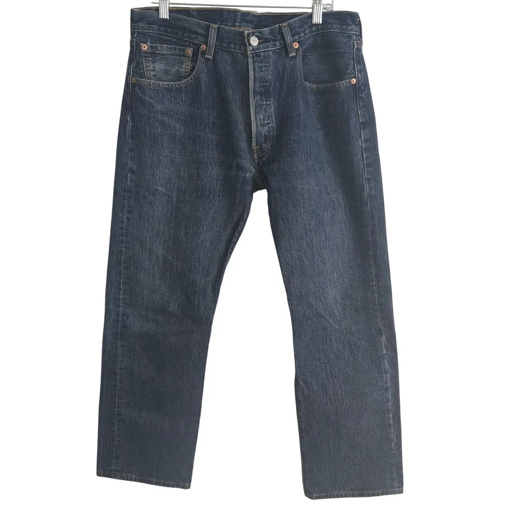 Levis 501 34x30 Blue Straight Leg Button Fly Denim Jeans Men's Classic Dark Wash